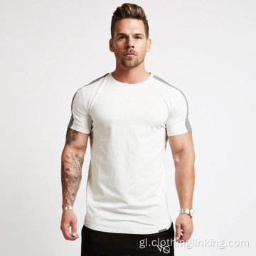 Camisetas casuais de adestramento muscular de manga corta para homes